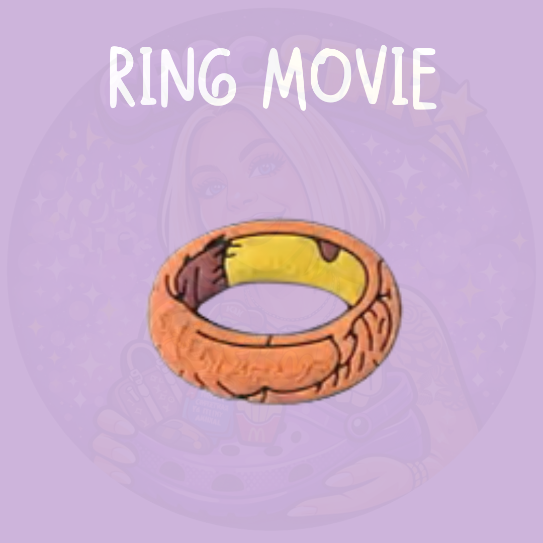 Golden fantasy ring croc charm with engraved script