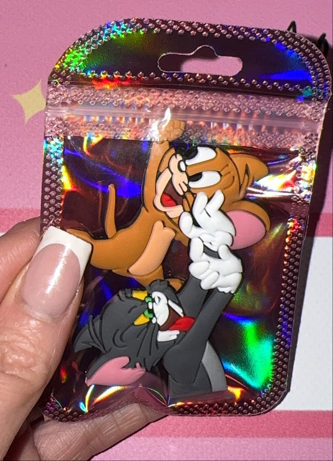 Funny cat and mouse character clog charm