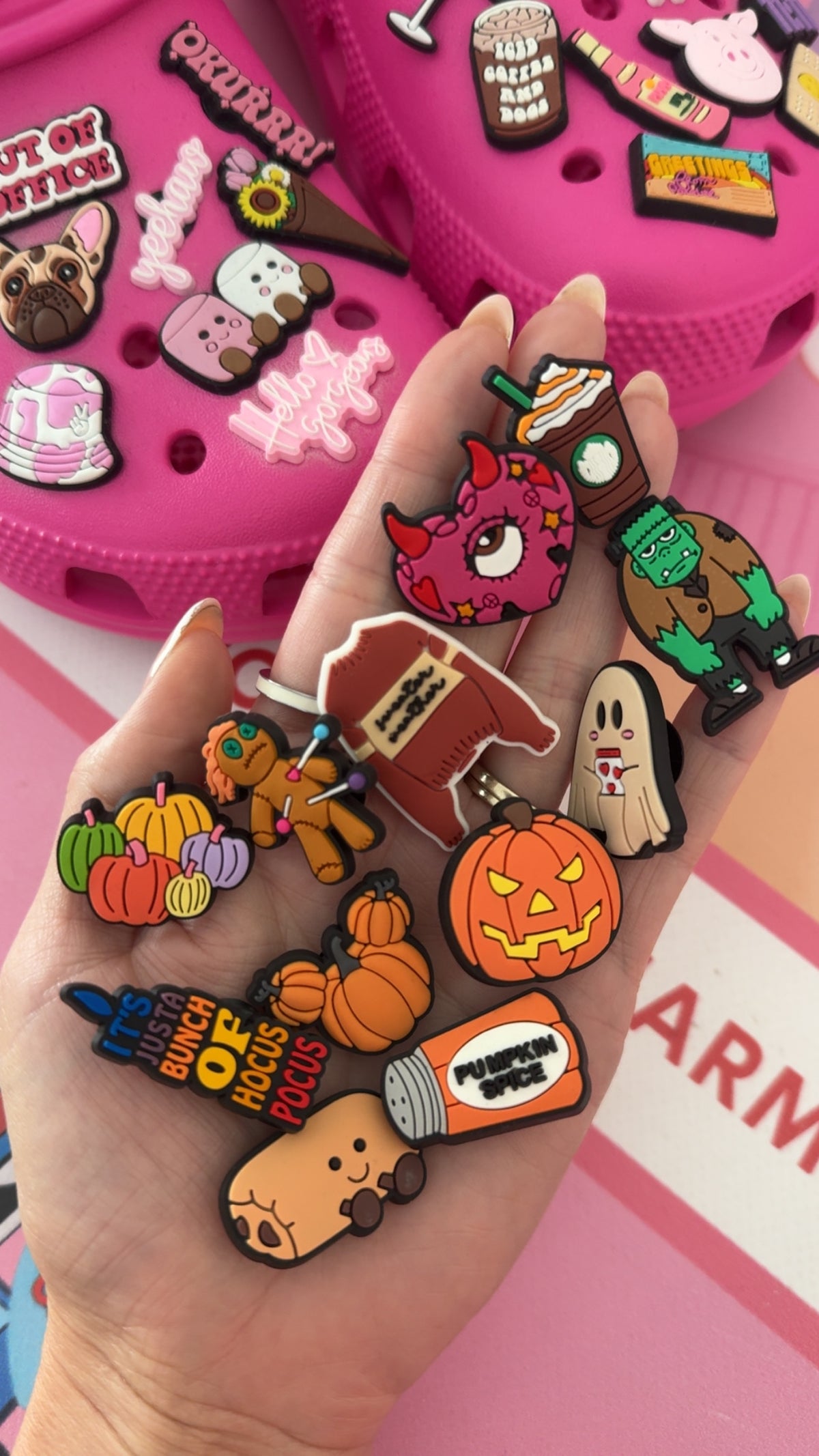 October Monthly Charm Pack | 8 Autumn Croc Charms | Pumpkin Spice, Cozy Coffee, Pumpkin Pie & Fall Accessories