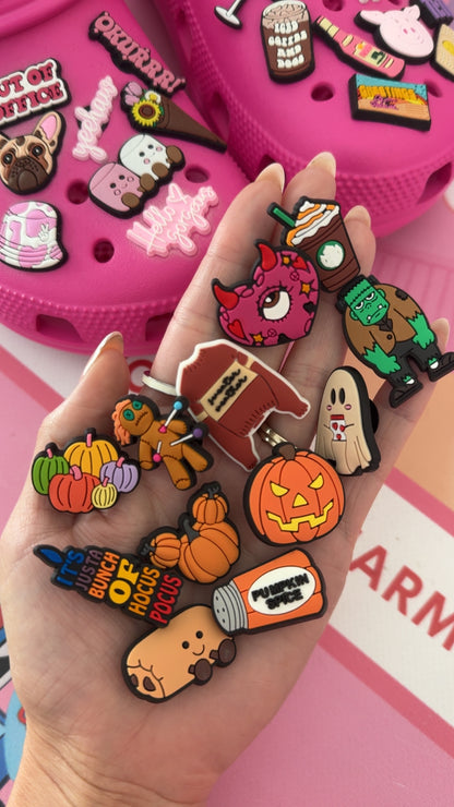 October Monthly Charm Pack | 8 Autumn Croc Charms | Pumpkin Spice, Cozy Coffee, Pumpkin Pie & Fall Accessories