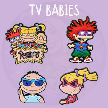 90s Cartoon Baby Croc Charms 🍼 Colourful Nostalgia Shoe Charms Retro Baby Cartoon Croc Charms 🍼 90s Style Shoe Charms