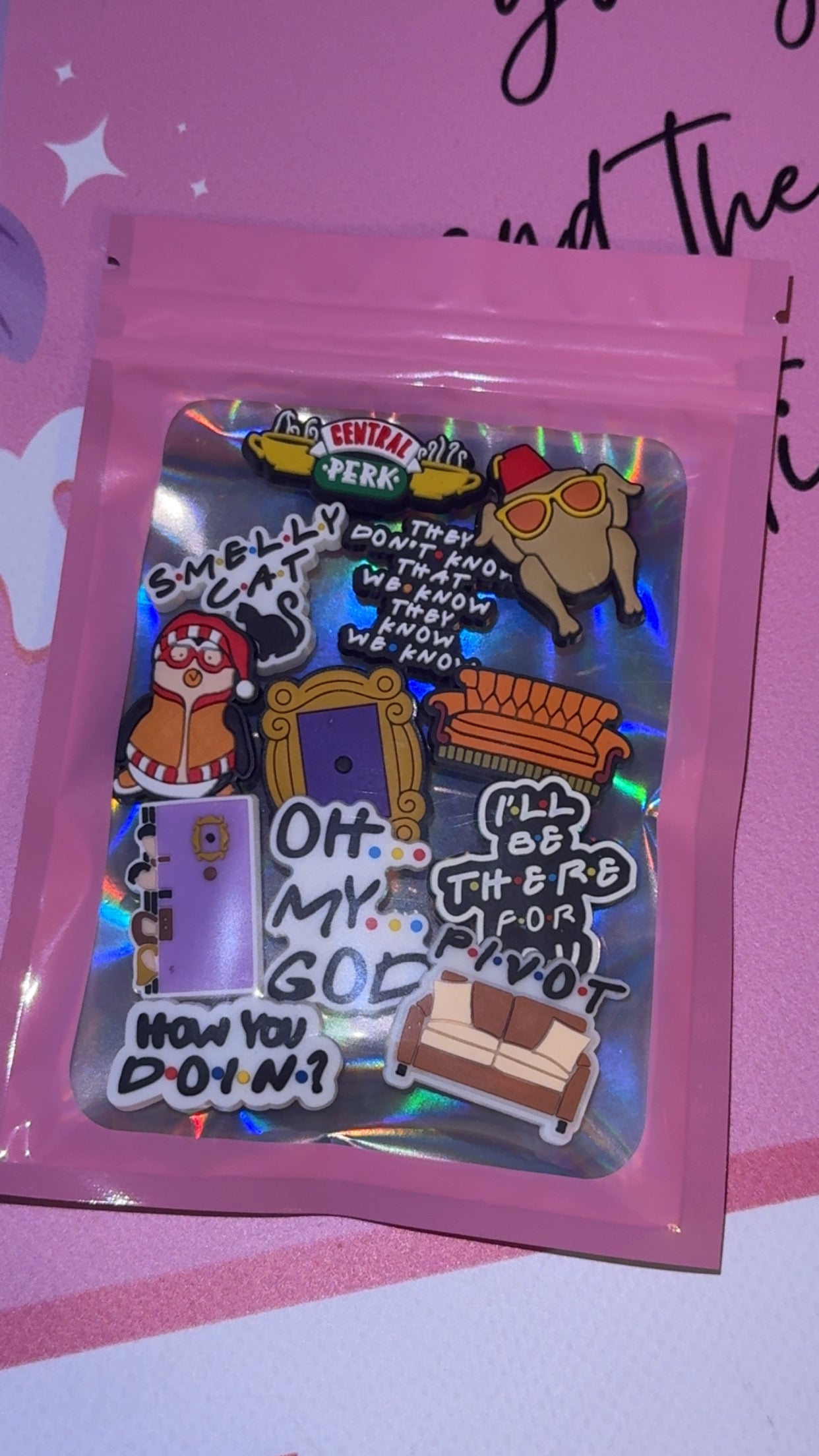 Friends TV show inspired Croc charms bundle of 12 shoe charms