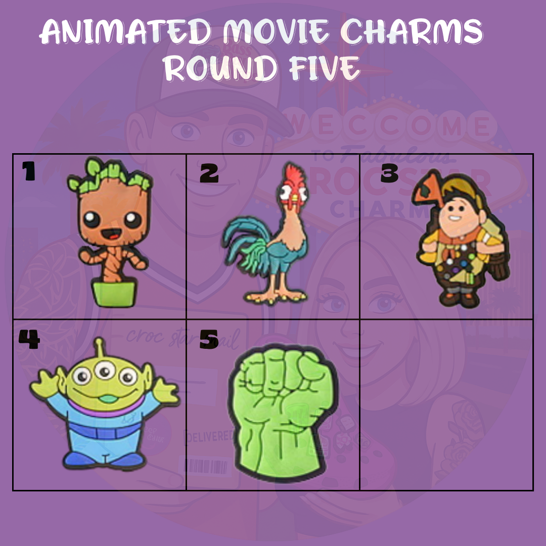 animated movie croc charms, cartoon shoe charms, movie character croc charms, cute clog accessories, animation inspired shoe charms, kids croc charms, kawaii shoe charms, character croc charms, family movie charms, collectible shoe charms