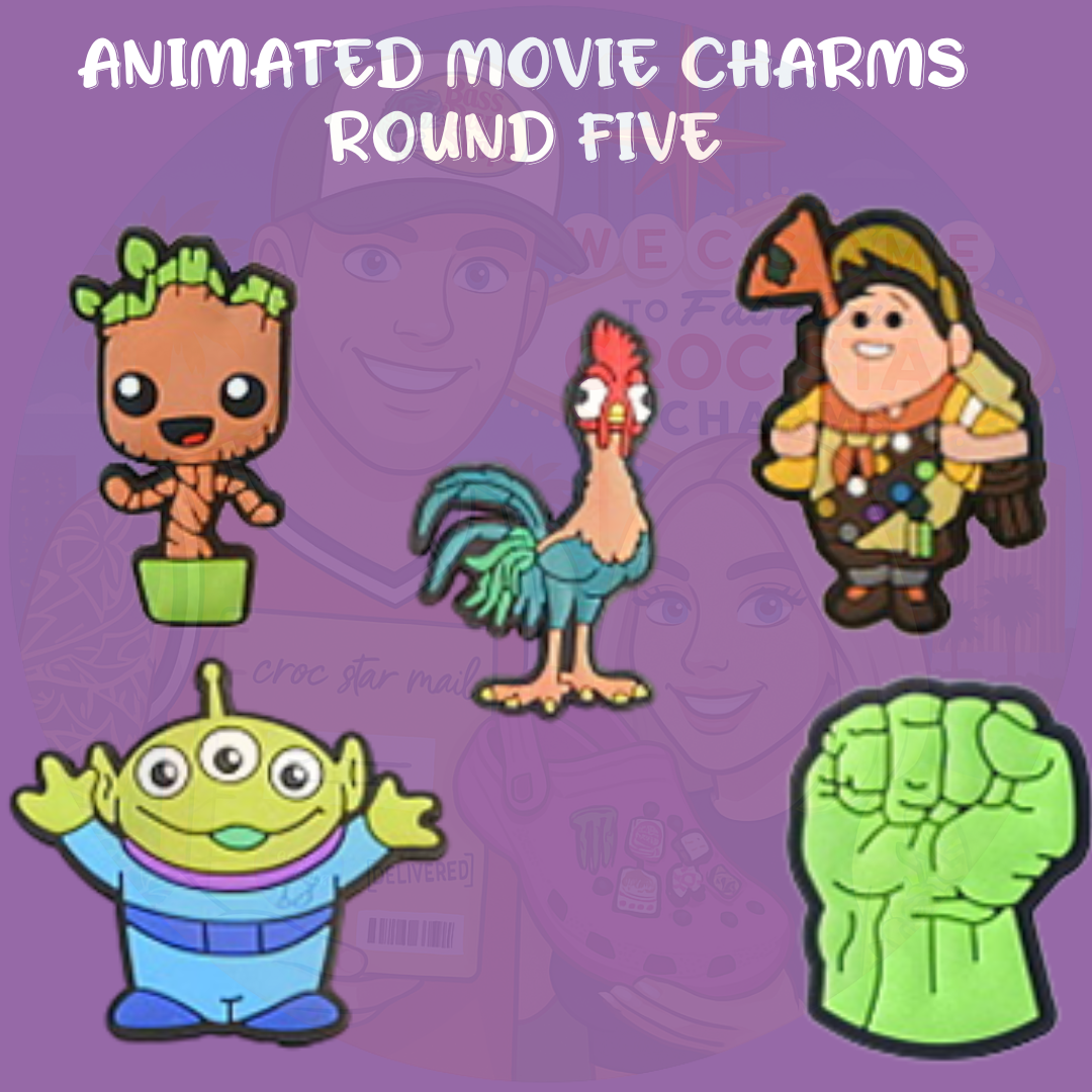 animated movie croc charms, cartoon shoe charms, movie character croc charms, cute clog accessories, animation inspired shoe charms, kids croc charms, kawaii shoe charms, character croc charms, family movie charms, collectible shoe charms