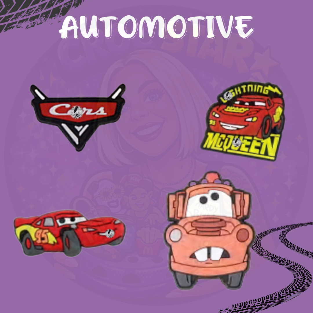Cartoon car Croc charms set featuring colorful animated vehicles – fun shoe accessories for kids"

"Bright and playful car-themed Croc charms in cartoon style – perfect for little car lovers"

"Croc shoe charms with cartoon cars, trucks, and race cars – vibrant and fun designs"

"Animated car Croc charms set – includes sports cars, monster trucks, and construction vehicles"

"Fun cartoon car Croc charms for kids’ shoes – ideal for customizing Crocs with vehicle designs