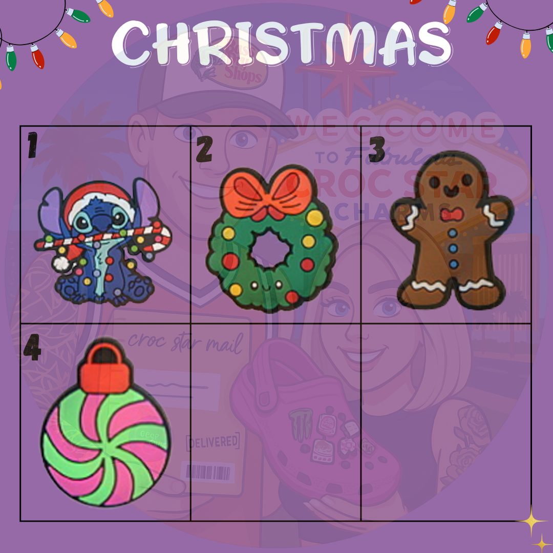 Festive Christmas Croc charms set with Santa, snowman, and reindeer designs – perfect holiday shoe accessories"

"Cute and colorful Croc shoe charms for Christmas – ideal stocking stuffers or holiday gifts"

"Assorted Christmas-themed Croc charms including Christmas tree, gingerbread man, and snowflakes"

"Holiday Croc charms bundle featuring Santa hat, candy cane, and holiday lights for Crocs"
Christmas Croc shoe decorations for kids and adults – fun and festive designs for the holidays