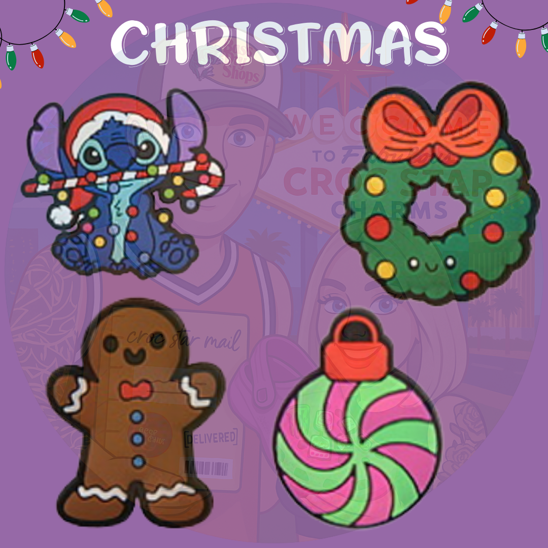 Festive Christmas Croc charms set with Santa, snowman, and reindeer designs – perfect holiday shoe accessories"

"Cute and colorful Croc shoe charms for Christmas – ideal stocking stuffers or holiday gifts"

"Assorted Christmas-themed Croc charms including Christmas tree, gingerbread man, and snowflakes"

"Holiday Croc charms bundle featuring Santa hat, candy cane, and holiday lights for Crocs"
Christmas Croc shoe decorations for kids and adults – fun and festive designs for the holidays
