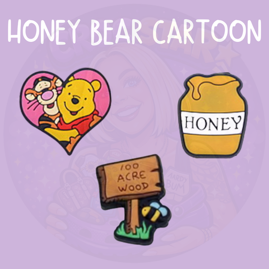 Bear themed croc charm with sweet honey aesthetic