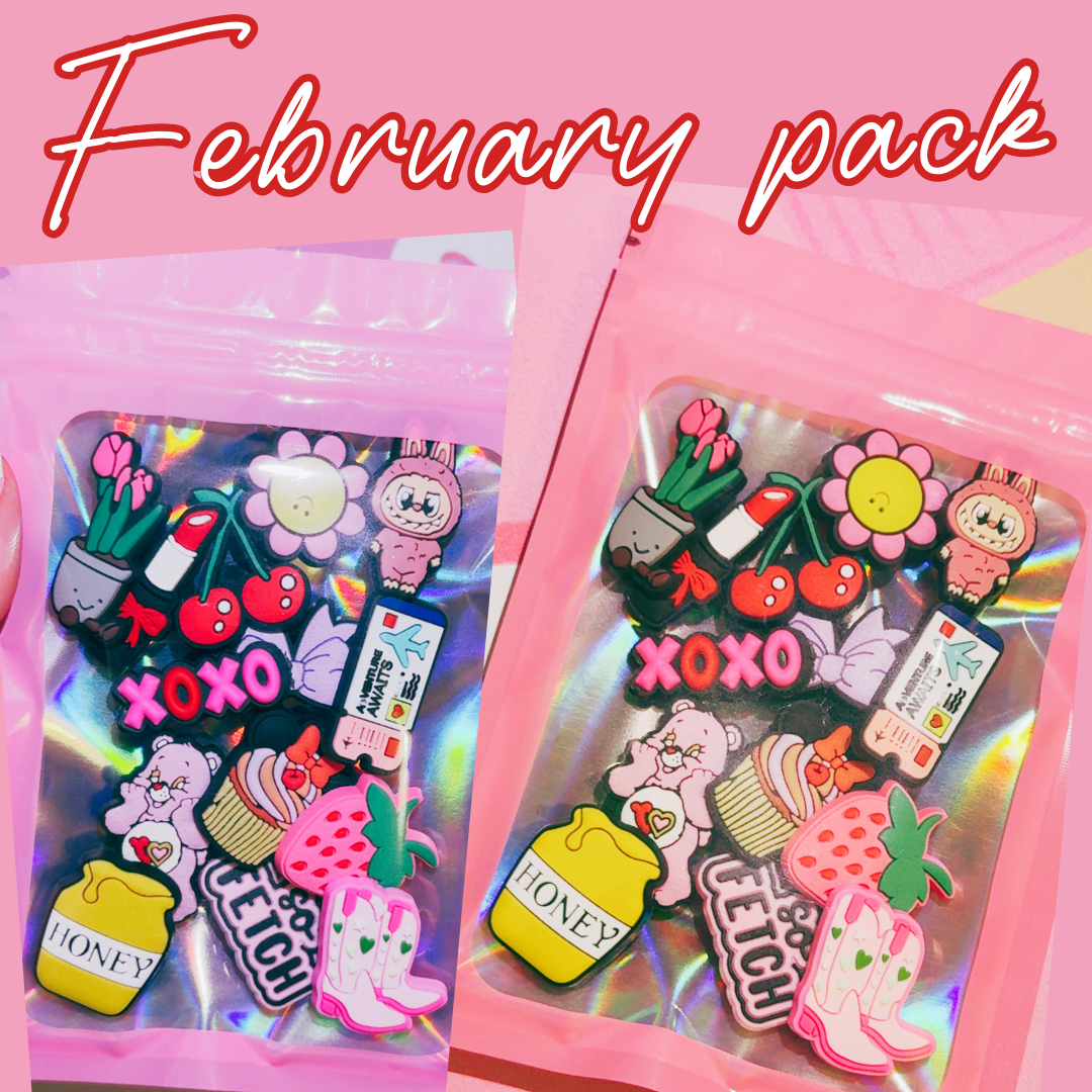 February Valentine’s mixed Croc charm pack with heart and love themed shoe decoration
