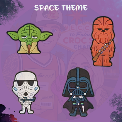 Galactic Space Saga Shoe Charms – Sci-Fi Warrior & Planet-Inspired Charms