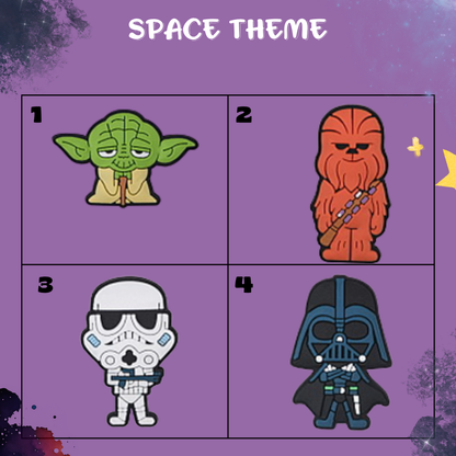 Galactic Space Saga Shoe Charms – Sci-Fi Warrior & Planet-Inspired Charms