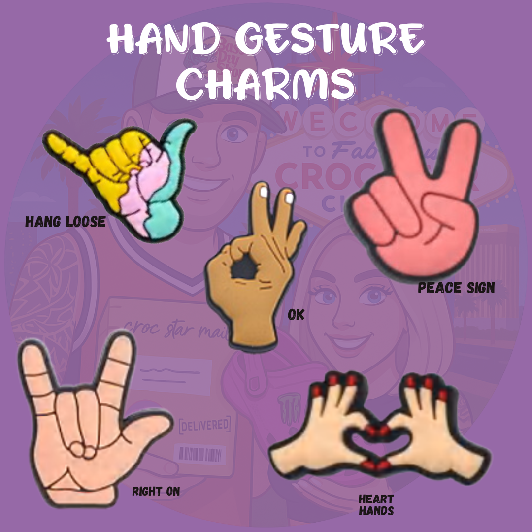 Hand gesture croc charms