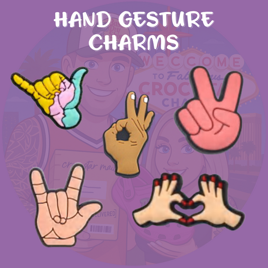 Hand gesture shoe charms