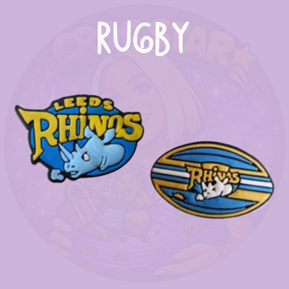 Blue and yellow Leeds rugby inspired croc charm