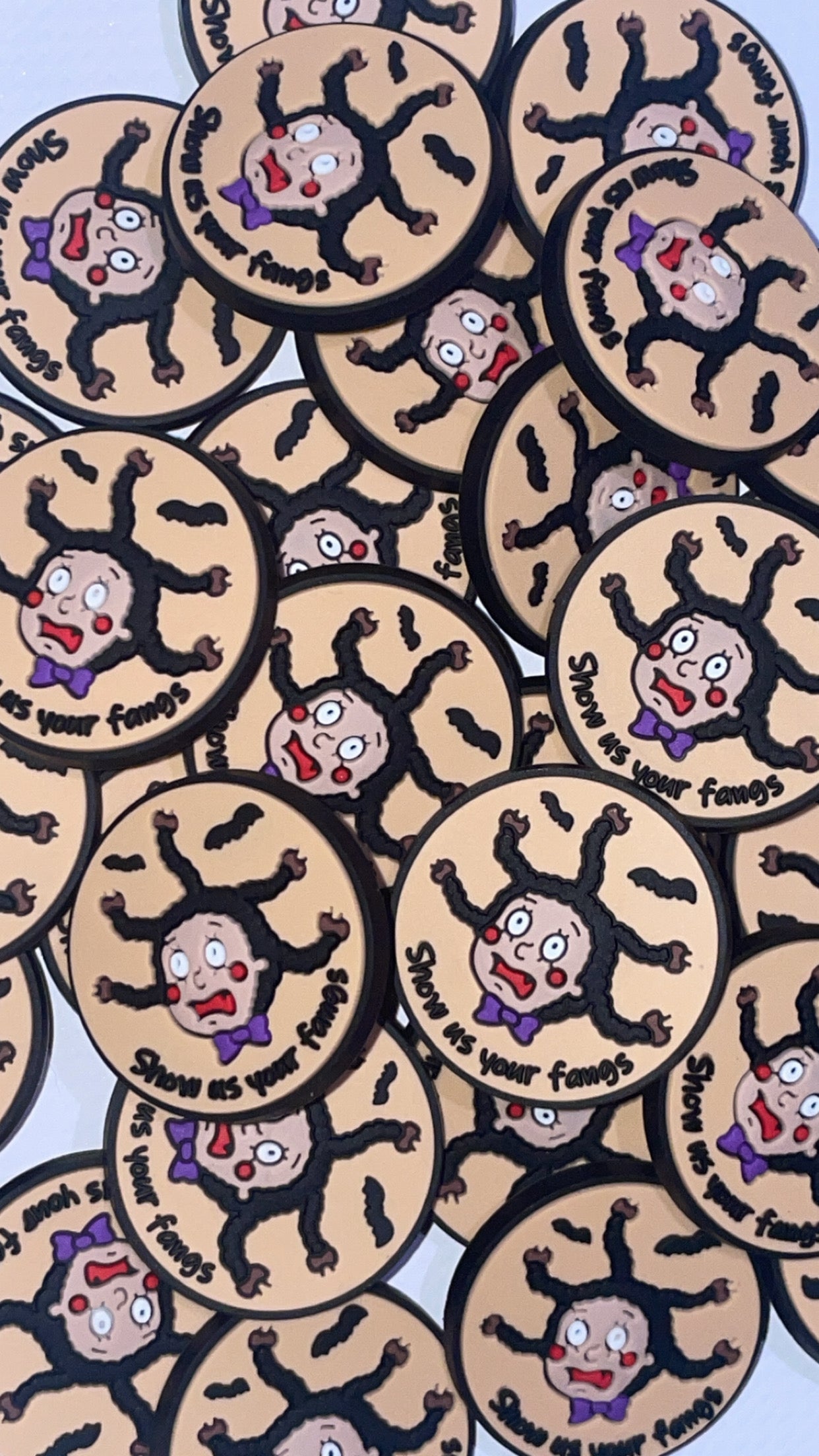 Cute vampire and bat Croc charms set in spooky cartoon style”

“Cartoon-inspired vampire Croc charms on black and purple Crocs shoes”

“Spooky Croc charms flat lay – vampire face, black cat, and star designs”

“Halloween vampire Croc charms set for nostalgic cartoon lovers”

“Cute spooky Croc charms gift set – bats, fangs, and gothic motifs”