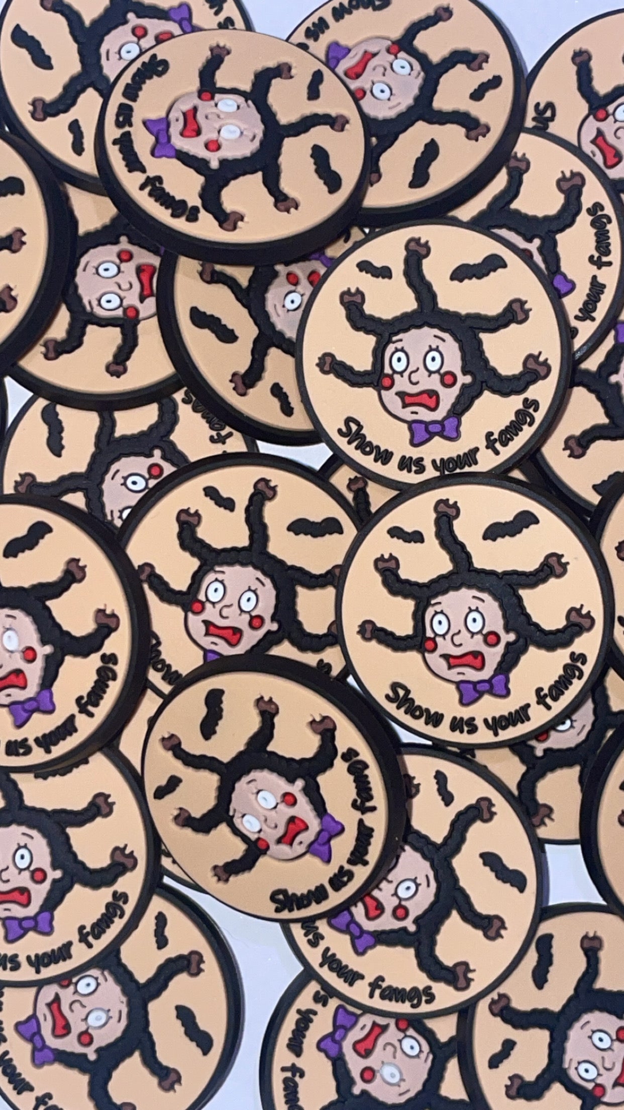 Cute vampire and bat Croc charms set in spooky cartoon style”

“Cartoon-inspired vampire Croc charms on black and purple Crocs shoes”

“Spooky Croc charms flat lay – vampire face, black cat, and star designs”

“Halloween vampire Croc charms set for nostalgic cartoon lovers”

“Cute spooky Croc charms gift set – bats, fangs, and gothic motifs”