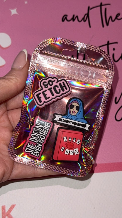 Mean Girls inspired Croc charms bundle of 4 pink shoe charms