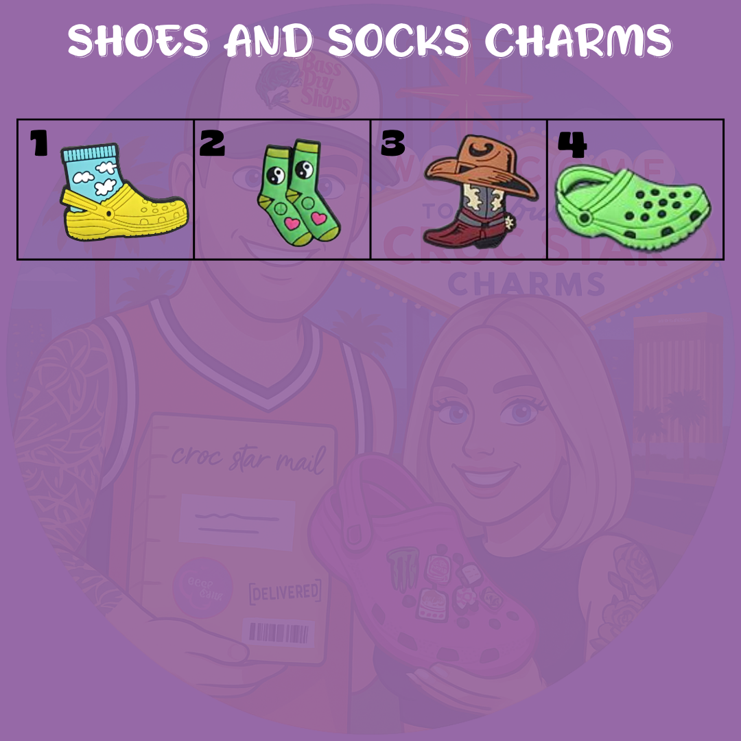 Assorted Croc charms in various fun and colourful designs for croc shoe customisation 