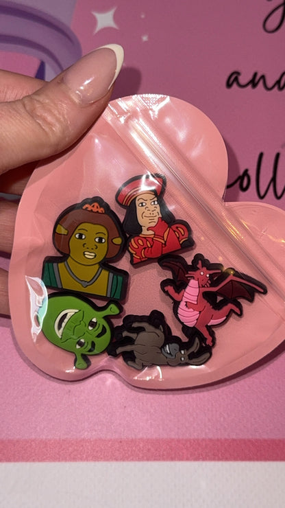 Shrek themed Croc charms bundle of 5 ogre inspired shoe charms