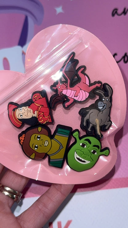 Shrek themed Croc charms bundle of 5 ogre inspired shoe charms