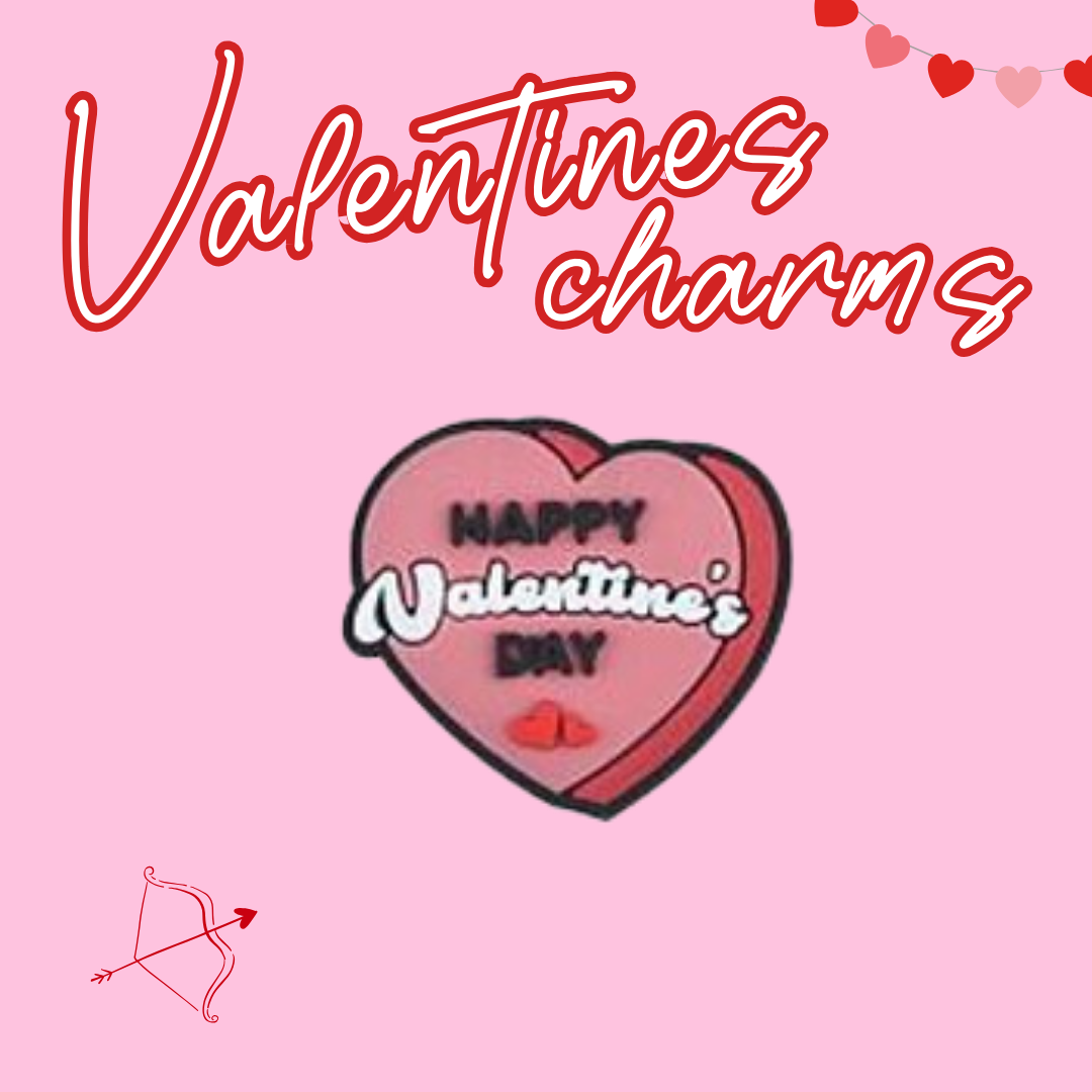 Valentine’s Day heart shaped Croc charm accessory in pink and red, perfect shoe decoration for Crocs and seasonal gifts