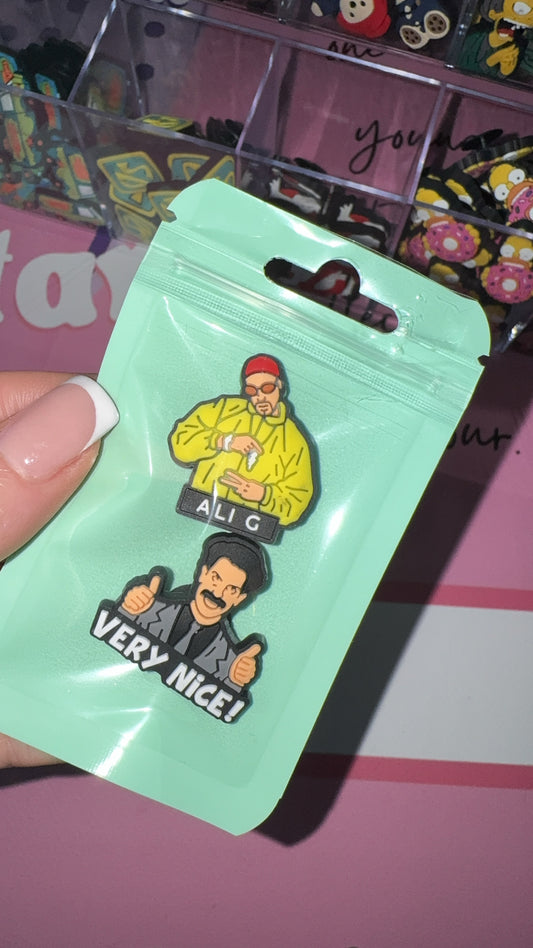 Funny UK comedy shoe charms inspired by Ali G