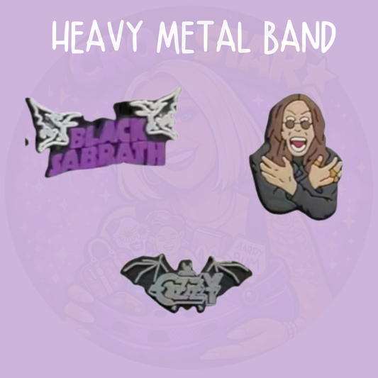 Black Sabbath Croc charm featuring the classic heavy metal band logo and dark bat wing artwork and ozzy ozbourne