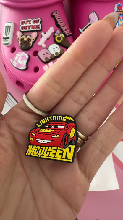 Cartoon racing car shoe charm