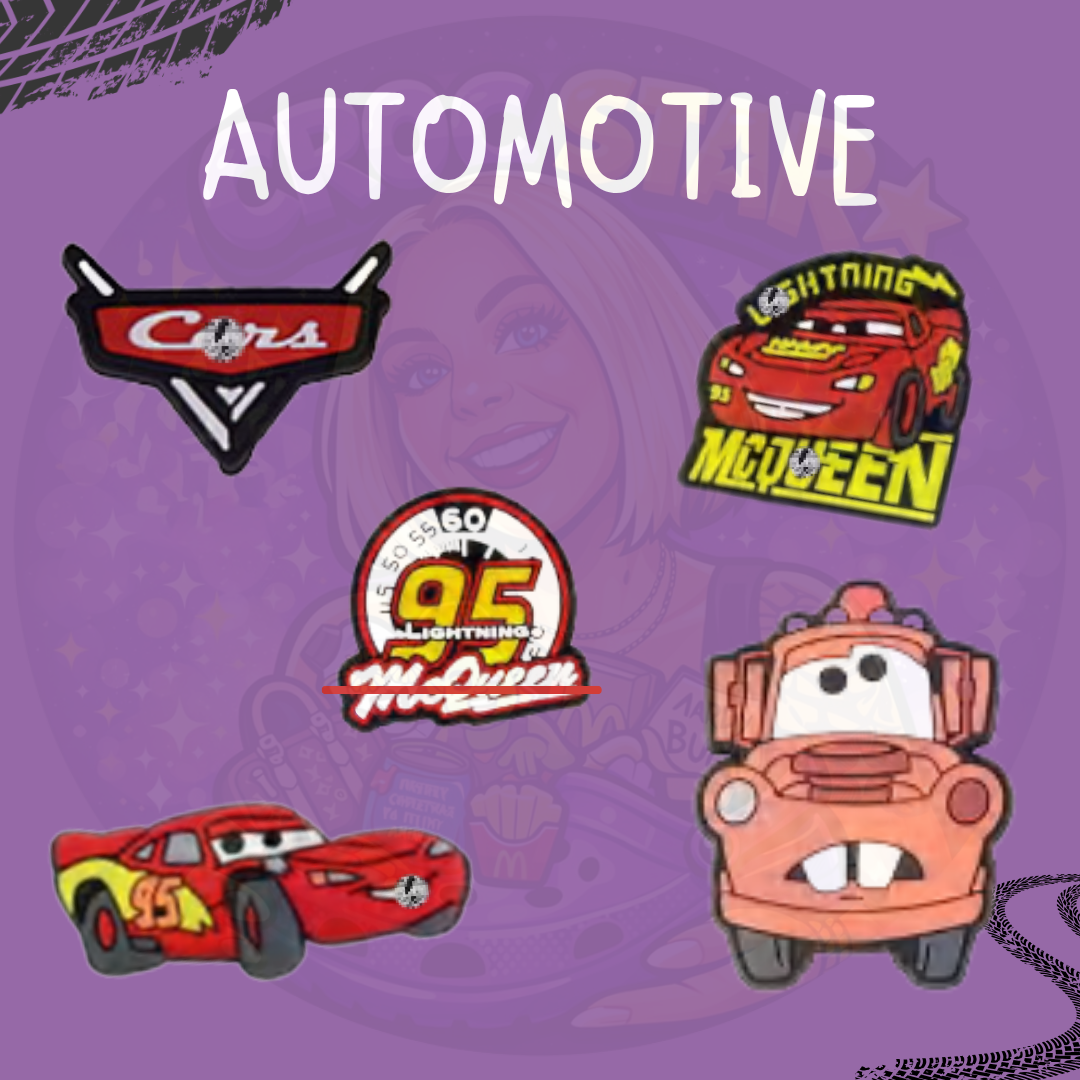 Animated Automotive Racing Car Croc Charms | Cartoon Car Shoe Charms | Kids & Novelty Clog Charms