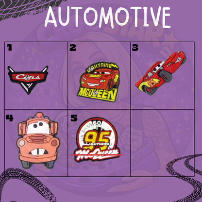 Animated Automotive Racing Car Croc Charms | Cartoon Car Shoe Charms | Kids & Novelty Clog Charms