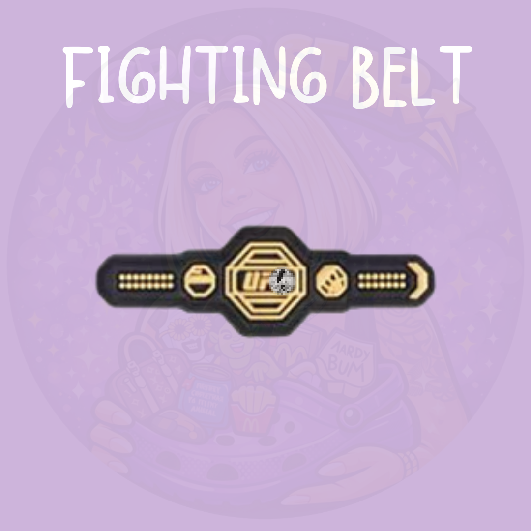 Gold championship belt boxing style shoe charm
