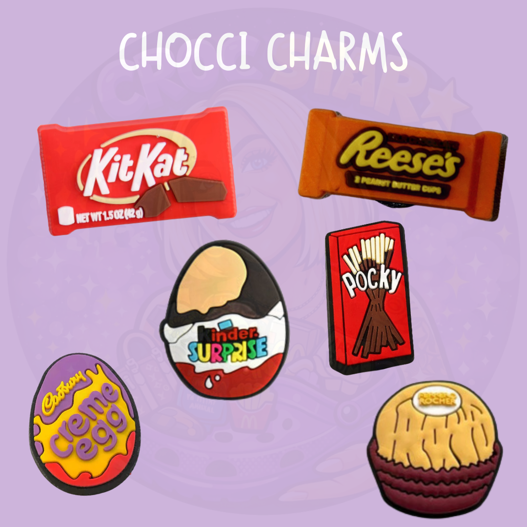 Assorted chocolate and sweet treat shoe charms