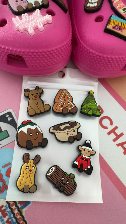 Festive Christmas log cake shoe charm