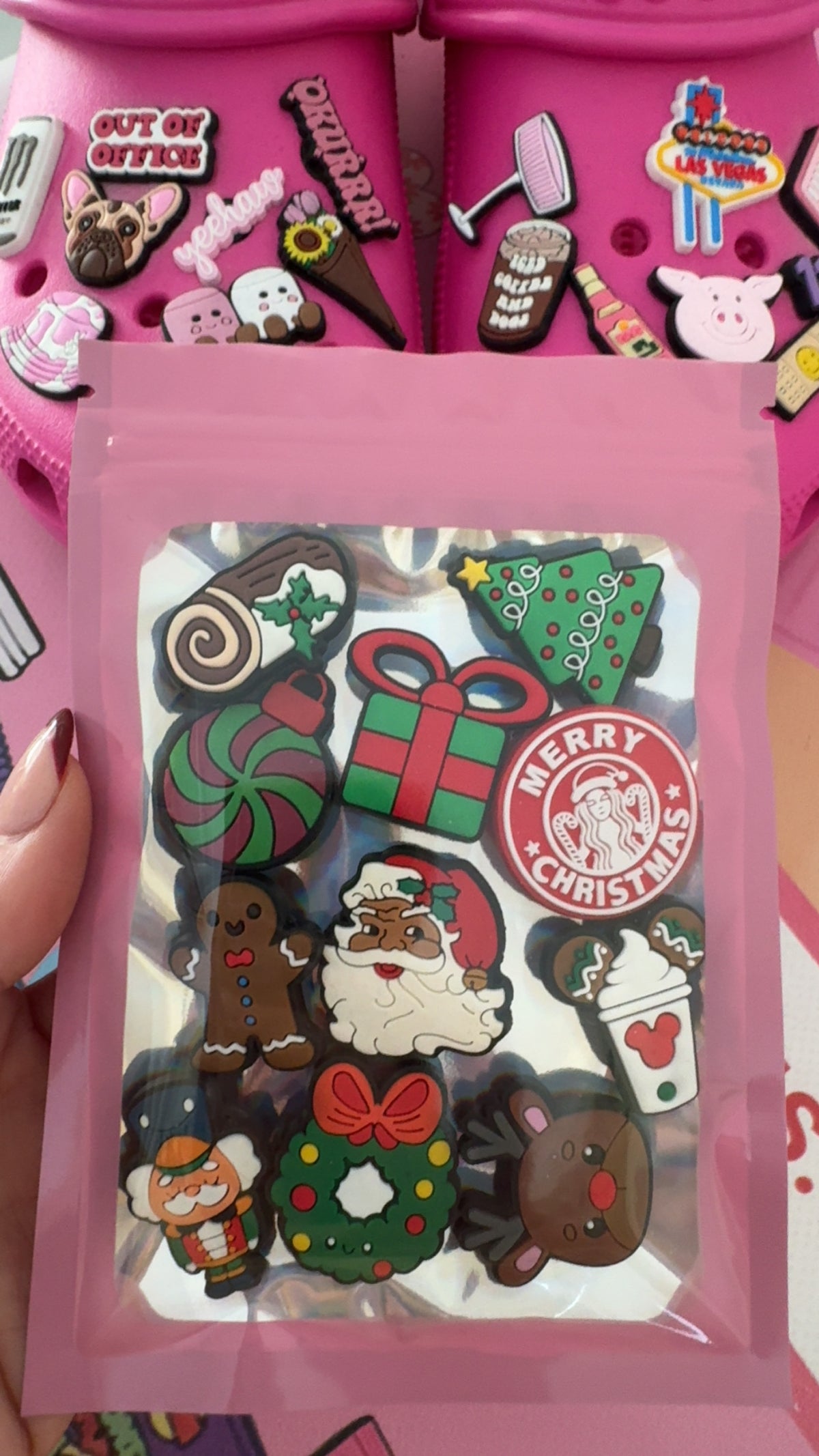 11 piece Christmas themed shoe charm bundle