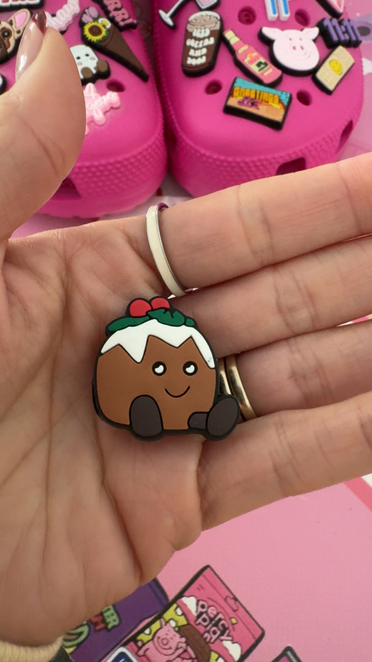 Cute festive pie character shoe charm