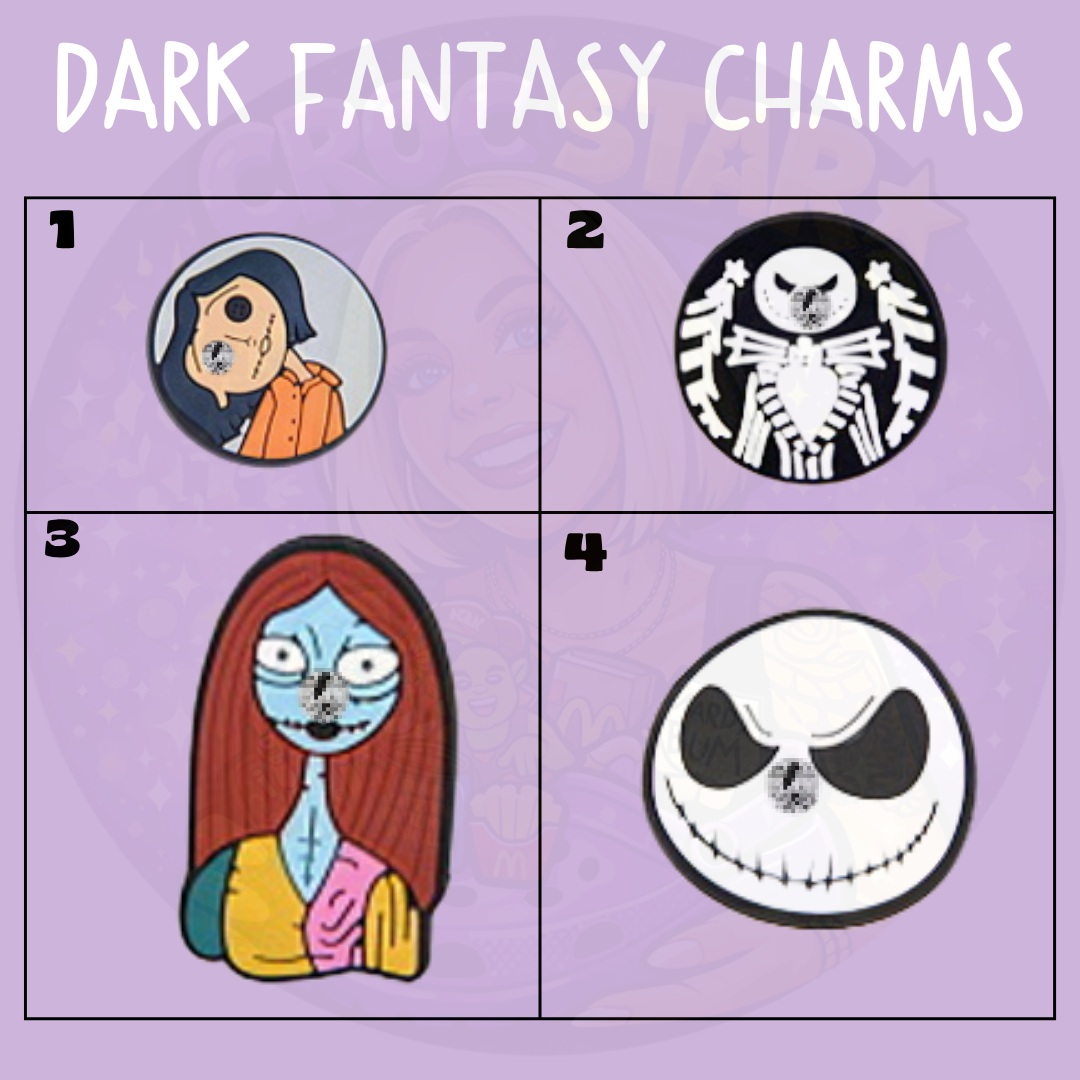 Coraline Jack Skellington and Sally style character charms