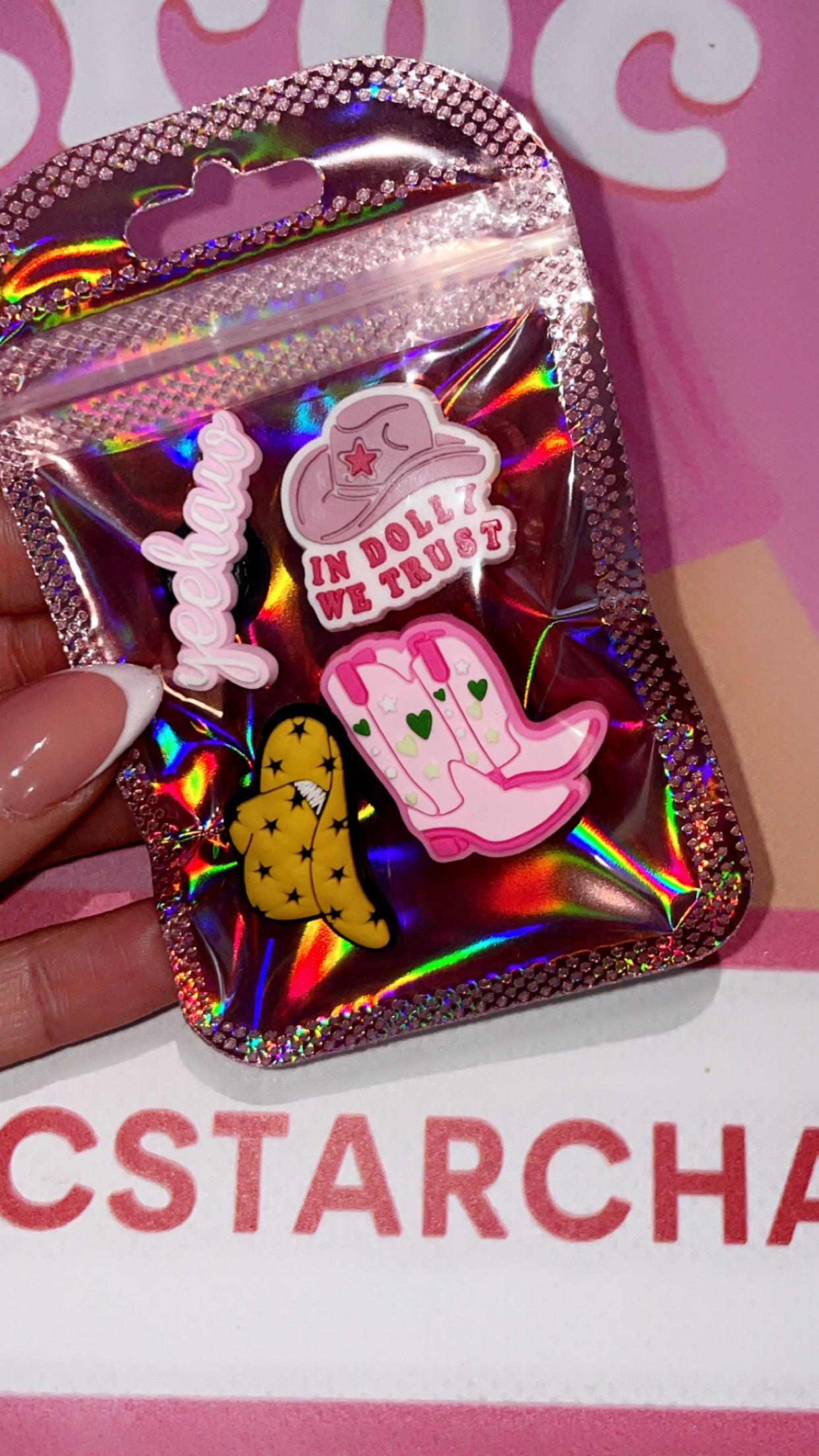 Assorted croc charms collection pack and bundle pack for shoes with colourful decorative shoe charms, themed charms for Crocs™, sandals and footwear accessories, fun and trendy charms set for kids and adults, mixed design croc shoe accessories with hearts, stars, emojis, animals and seasonal motifs, premium collectible pack of shoe charms ideal for personalization, gift set, bulk croc charms bundle, croc charm bundle pack assorted styles for footwear accessories, cowboy croc charms, dolly parton croc charms