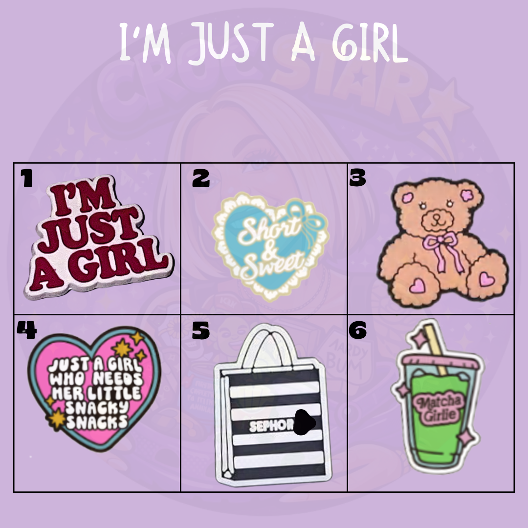 Cute pink girly shoe charms with teddy and sweet designs
