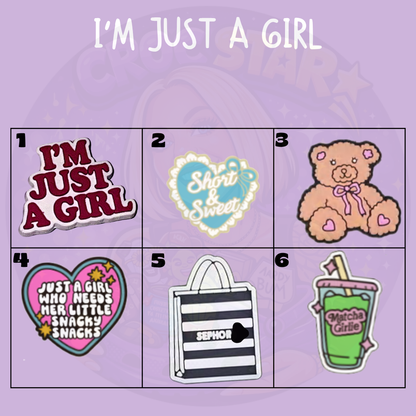 Cute pink girly shoe charms with teddy and sweet designs