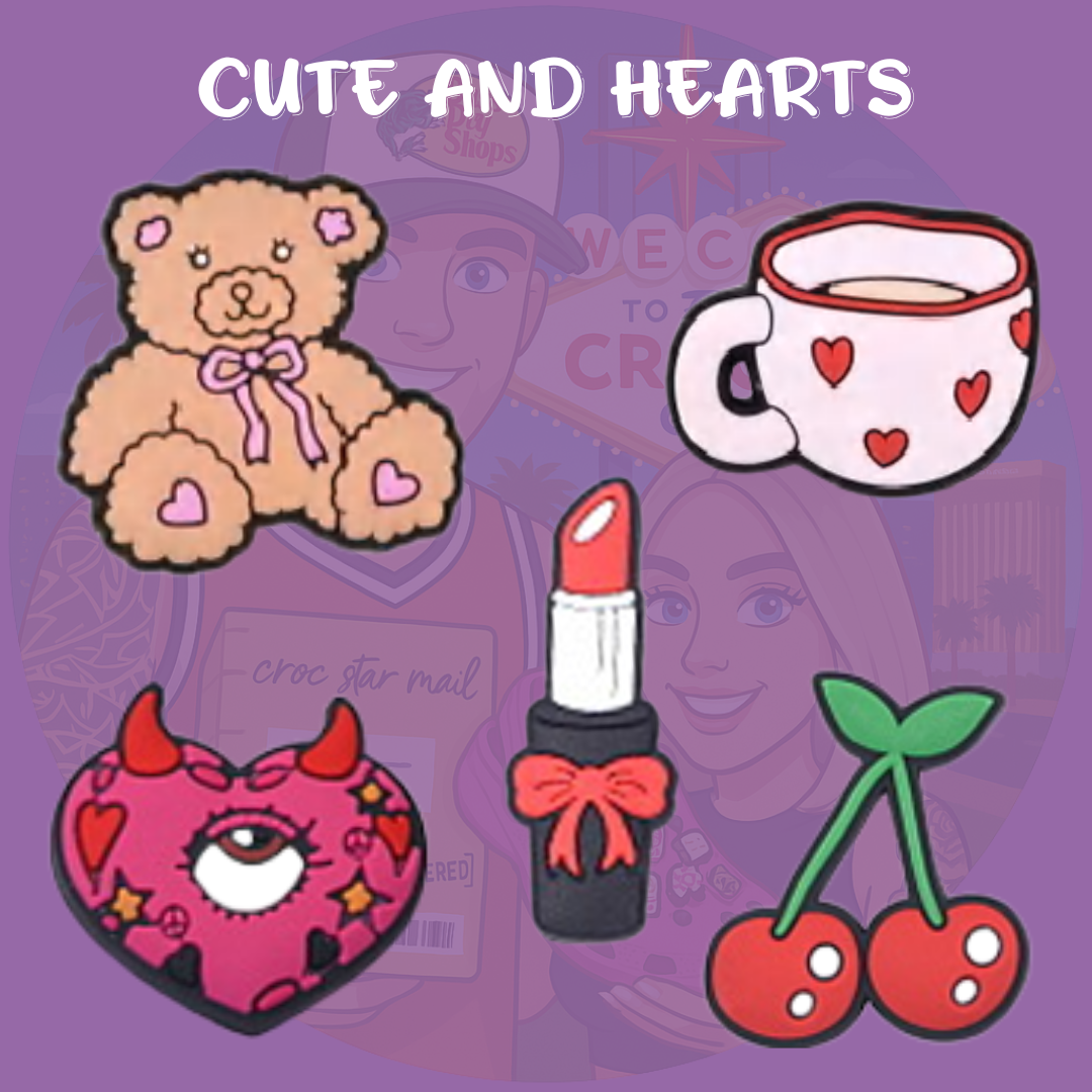 cute and hearts croc charms