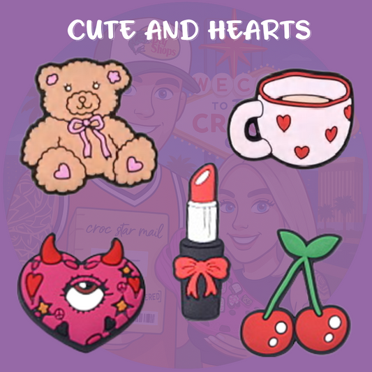 cute and hearts croc charms