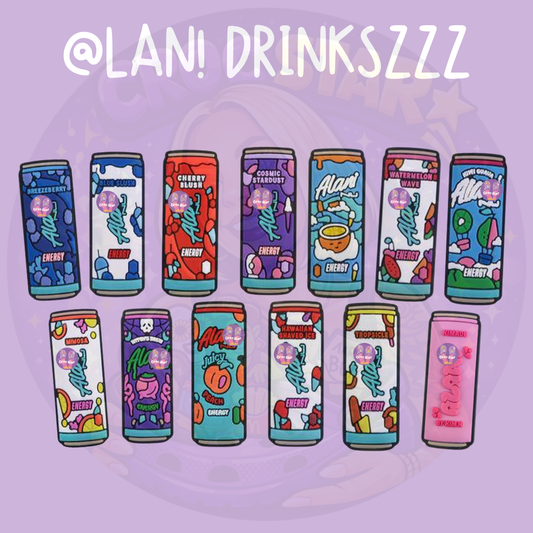 Colourful energy drink can Croc charms and girly drink shoe charms