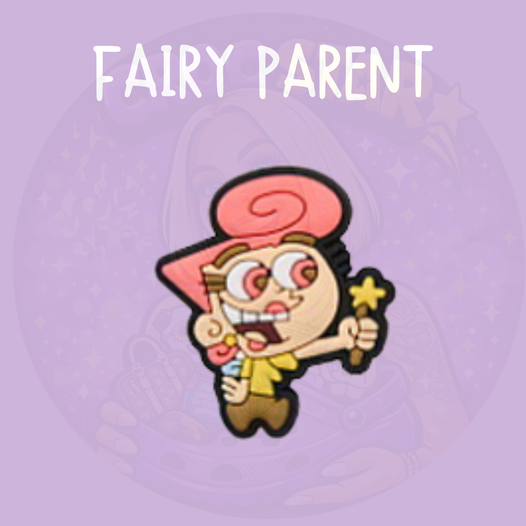 Pink and green fairy cartoon shoe charm