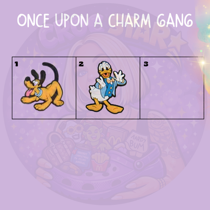 Nostalgic cartoon Croc charms featuring a mischievous dog and classic sailor duck character designs