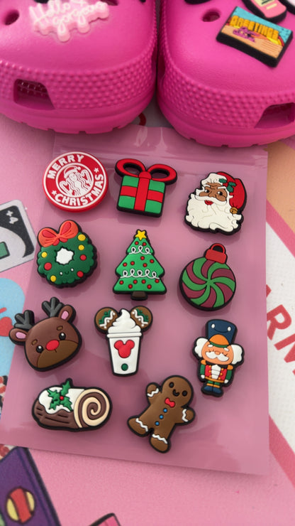 Santa and reindeer festive Christmas shoe charms