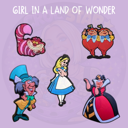 Girl in a Land of Wonder collection of colourful fantasy Croc charms