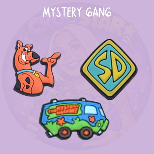 Scooby-Doo Croc charms featuring Scooby, SD logo and Mystery Machine van designs, Scooby-Doo mystery cartoon shoe charms featuring Scooby-Doo, Mystery Machine and SD logo for Crocs and clogs