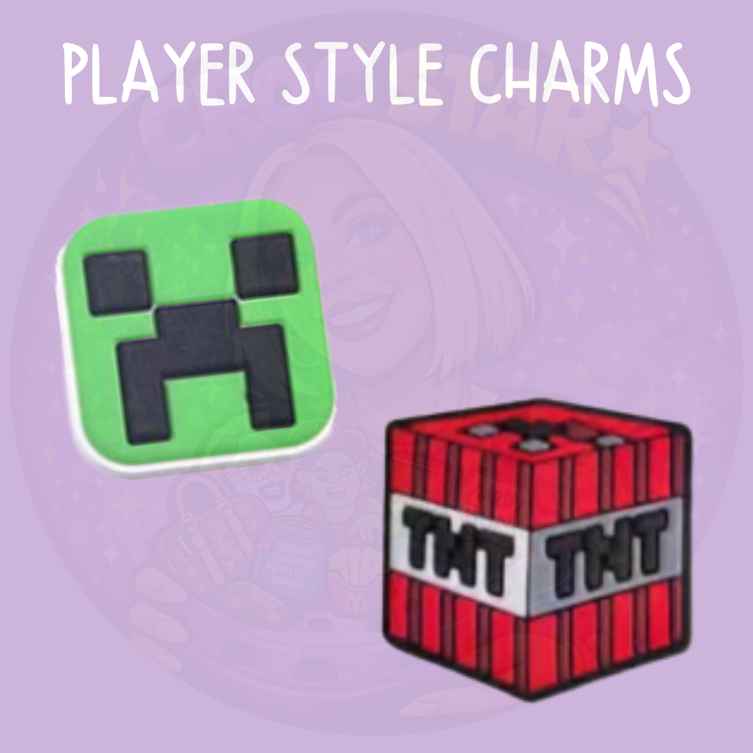 Pixel block game croc charms collection