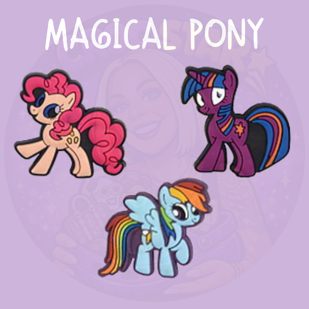 Rainbow magical pony croc charm accessory