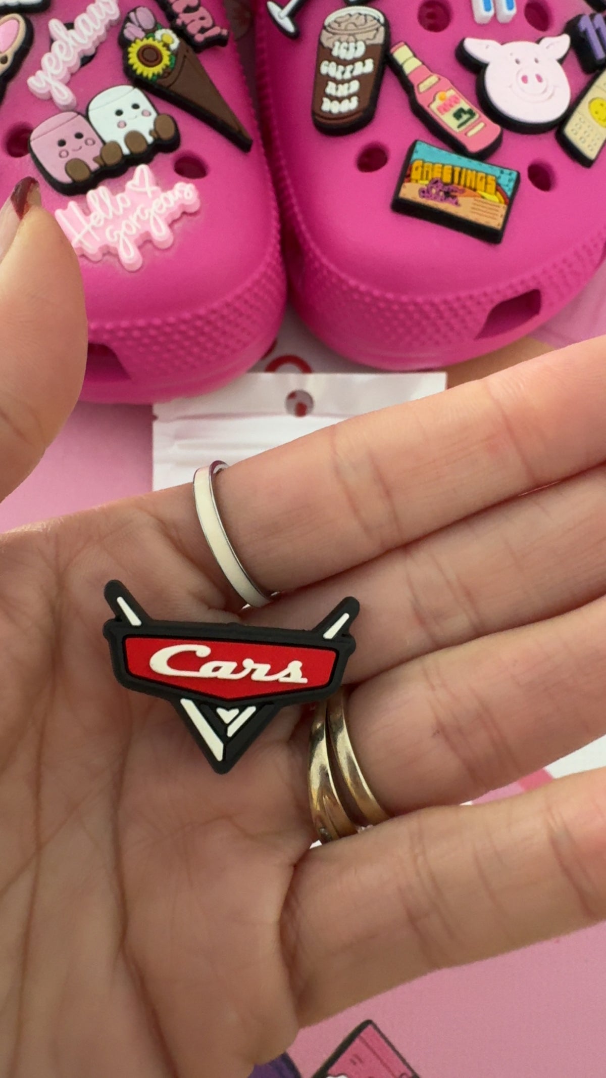Red racing car croc-style shoe charm